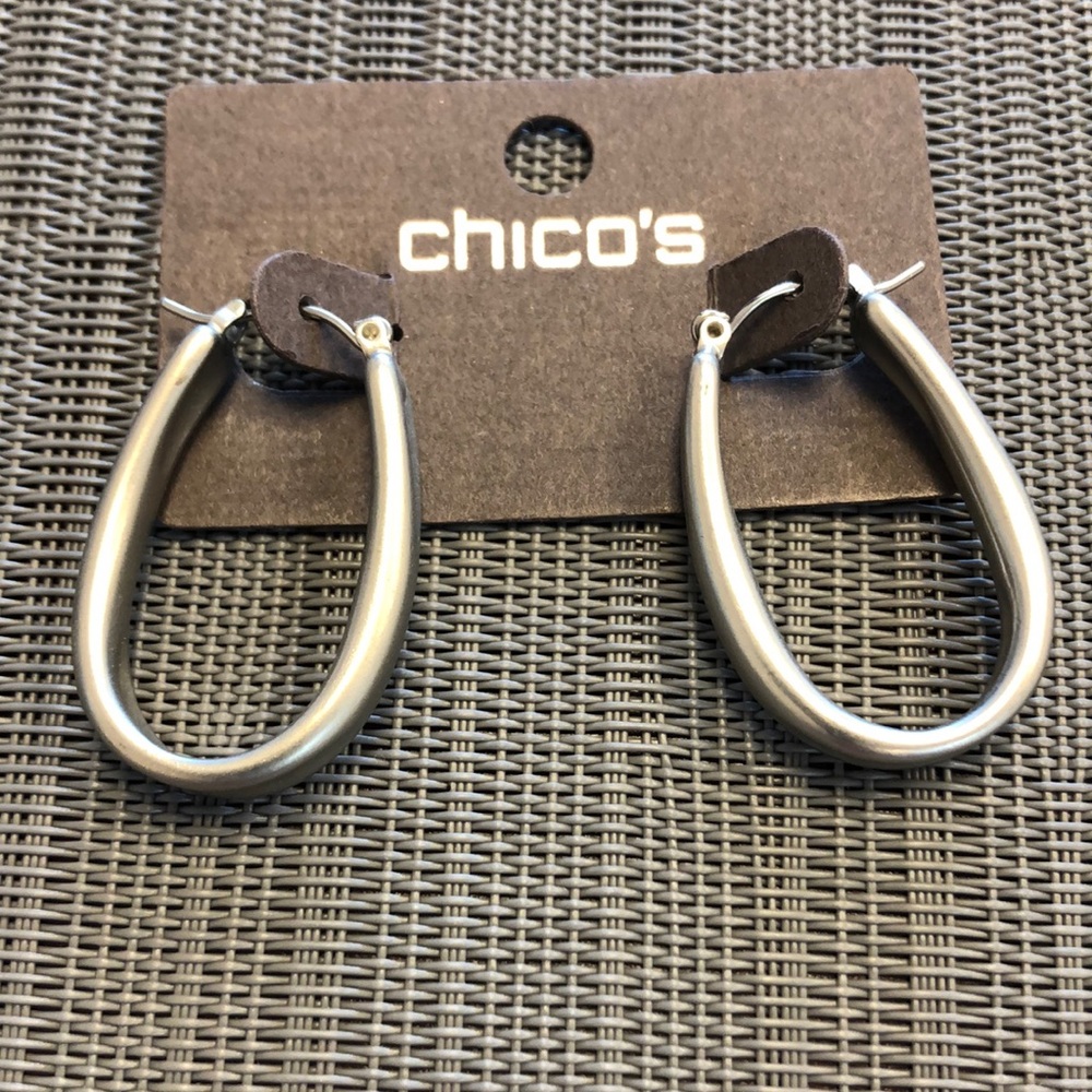 Matte Silver hoop earrings/ Medium